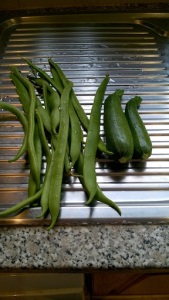 Courgettes and runner beans