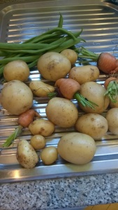 Potatoes, carrots and runner beans